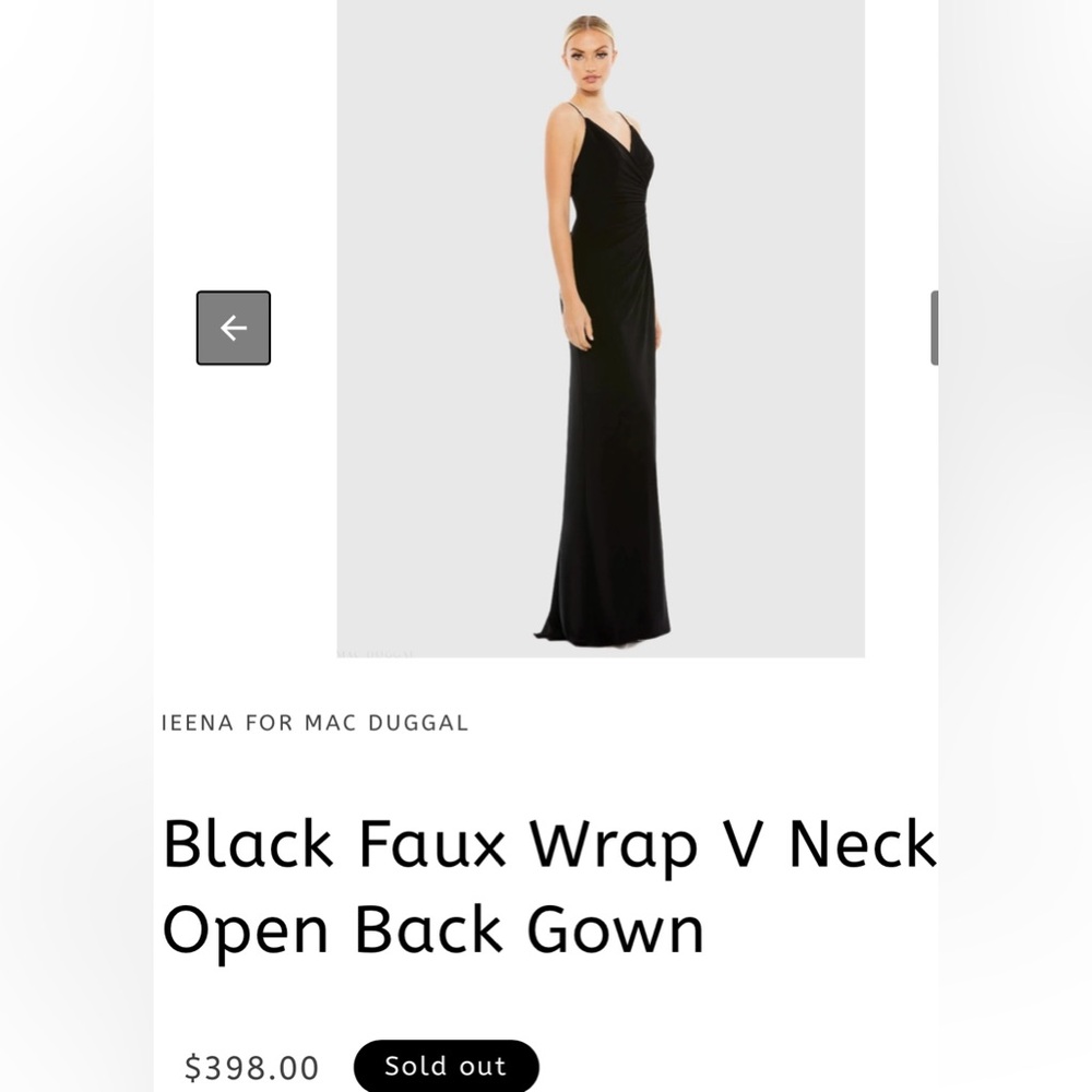 NWT IEENA FOR MAC DUGGAL SZ 2 BLACK Faux Wrap With Open Wrap Dress ##26695 - Picture 9 of 11